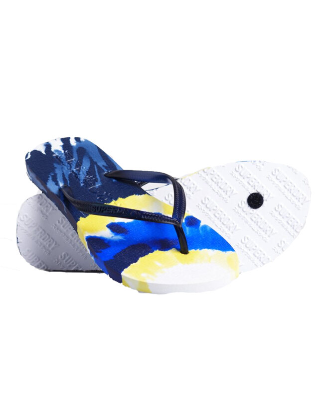 Superdry Super Sleek All Over Print Flip Flops - ΓΥΝΑΙΚΑ ΜΠΛΕ ΠΑΝΤΟΦΛΕΣ