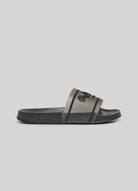 PEPE JEANS POOL SLIDE TRANSLUCENT BEACH SANDALS ΣΑΝΔΑΛΙΑΓΥΝΑΙΚΑ ΜΑΥΡΟ