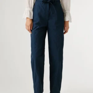 PEPE JEANS STRAIGHT TROUSERS WITH BELT NAVY ΓΥΝΑΙΚΕΙΑ ΜΠΛΕ ΠΑΝΤΕΛΟΝΙ