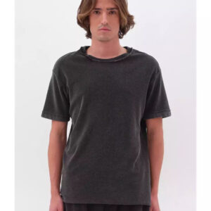 DIRTY LAUNDRY PIQUET TSHIRT RAW EDGES REGULAR FIT VINTAGE BLACK ΑΝΔΡΑΣ ΜΑΥΡΗ ΜΠΛΟΥΖΑ
