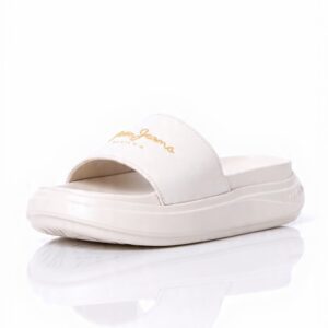 PEPE JEANS POOL SLIDE BELLA LOG OFF WHITE ΓΥΝΑΙΚΑ ΛΕΥΚΗ ΠΑΝΤΟΦΛΑ