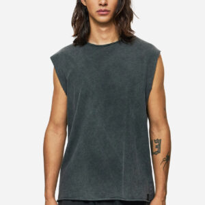 DIRTY LAUNDRY SLUB TANK TOP RAW EDGES VINTAGE BLACK ΑΝΔΡΑΣ ΜΑΥΡΗ ΜΠΛΟΥΖΑ