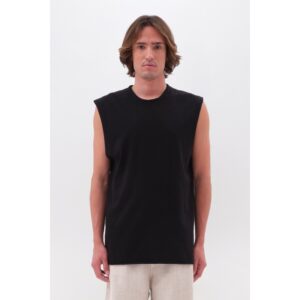 DIRTY LAUNDRY SLUB TANK TOP RAW EDGES BLACK ΑΝΔΡΑΣ ΜΑΥΡΗ ΜΠΛΟΥΖΑ