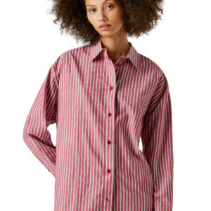 PEPE JEANS OVERSIZE FIT STRIPED SHIRT LENOIR ΓΥΝΑΙΚΕΙΑ ΠΟΥΚΑΜΙΣΟ ΚΟΚΚΙΝΟ