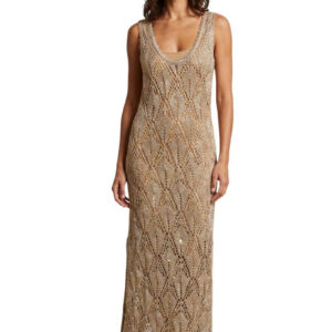 MARKUP WOMEN KNIT ABITO LUNGO TRAFORATO LUX ΓΥΝΑΙΚΑ ΦΟΡΕΜΑ ΧΡΥΣΟ