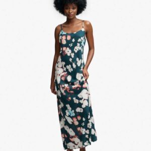SUPERDRY PRINTED MAXI SLIP DRESS INK CHERRY BLOSSOM ΓΥΝΑΙΚΕΙΟ ΦΟΡΕΜΑ ΓΚΡΙ