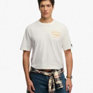 SUPERDRY HERITAGE BIKER LOOSE TSHIRT ΑΝΔΡΑΣ ΜΠΛΟΥΖΑ ΛΕΥΚΗ