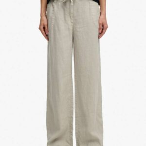 SUPERDRY LOW RISE LINEN TROUSERS BEIGE ΓΥΝΑΙΚΑ ΜΠΕΖ ΠΑΝΤΕΛΟΝΙ
