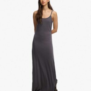 SUPERDRY JERSEY CAMI MAXI DRESS CHARCOAL ΓΥΝΑΙΚΕΙΟ ΦΟΡΕΜΑ ΓΚΡΙ
