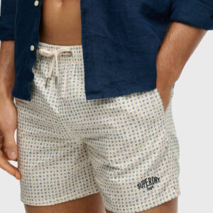 SUPERDRY PREMIUM PRINTED 15 INCH SWIM SHORTS WHITEBLUE ΑΝΔΡΑΣ ΜΑΓΙΟ