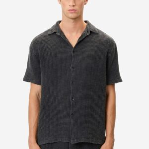 DIRTY LAUNDRY WAFFLE SHORTSLEEVE SHIRT VINTAGE BLACK ΑΝΔΡΑΣ ΠΟΥΚΑΜΙΣΟ ΜΑΥΡΟ