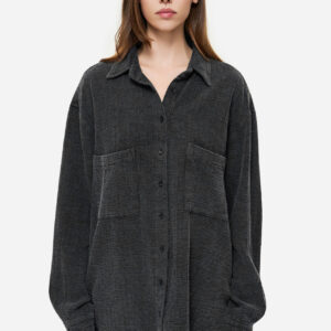 DIRTY LAUNDRY RELAXED SHIRT WITH RAW EDGES ΓΥΝΑΙΚΕΙΟ ΠΟΥΚΑΜΙΣΟ ΜΑΥΡΟ