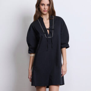 MARKUP WOMEN ELA CANVAS DRESS BLACK ΓΥΝΑΙΚΑ ΦΟΡΕΜΑ ΜΑΥΡΟ